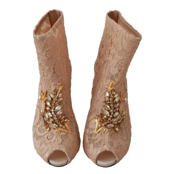 Dolce & Gabbana Elegant Lace Stilettos with Crystal Accents